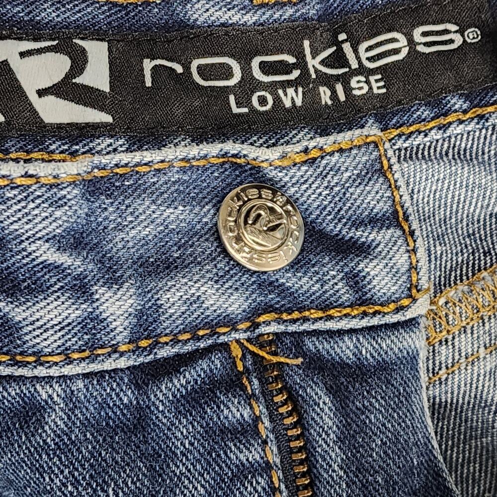 Vintage Rockies Jeans Womens 8 Dark Blue Denim Slim Bootcut Low Rise Stretch Y2K - Picture 11 of 16